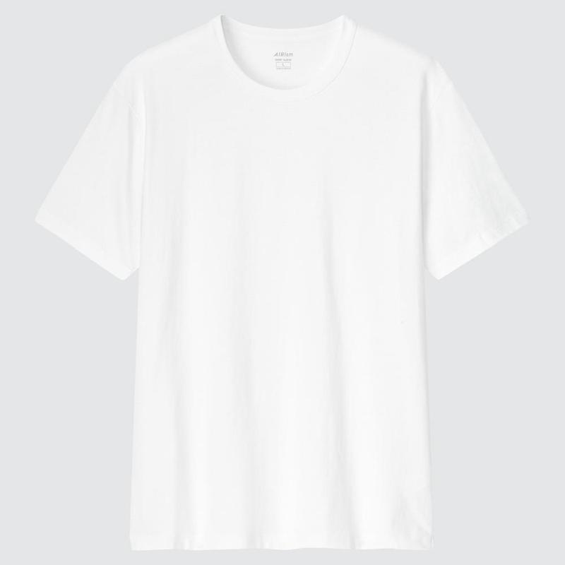 Uniqlo AIRism Cotton Crew Neck Men T-Shirt White  US |  JFZX-10398