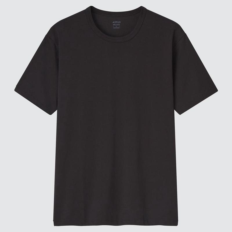 Uniqlo AIRism Cotton Crew Neck Men T-Shirt Black  US |  MJXW-75601