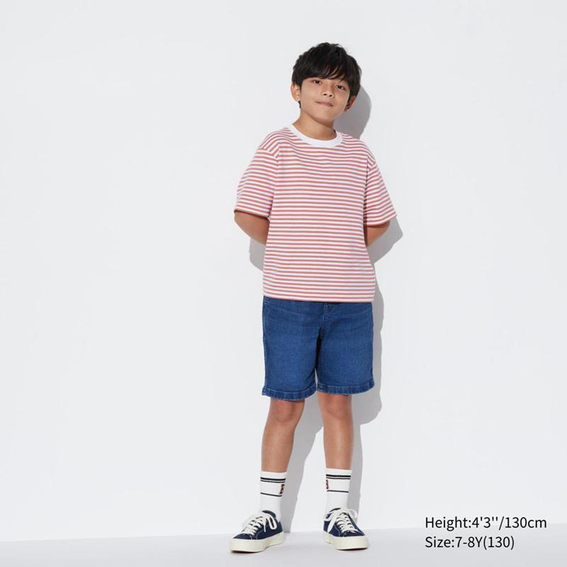 Uniqlo AIRism Cotton Crew Neck (Stripe) Kids' T-Shirt Pink  US |  UVZH-61374