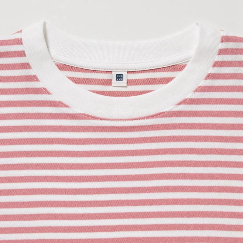 Uniqlo AIRism Cotton Crew Neck (Stripe) Kids' T-Shirt Pink  US |  UVZH-61374