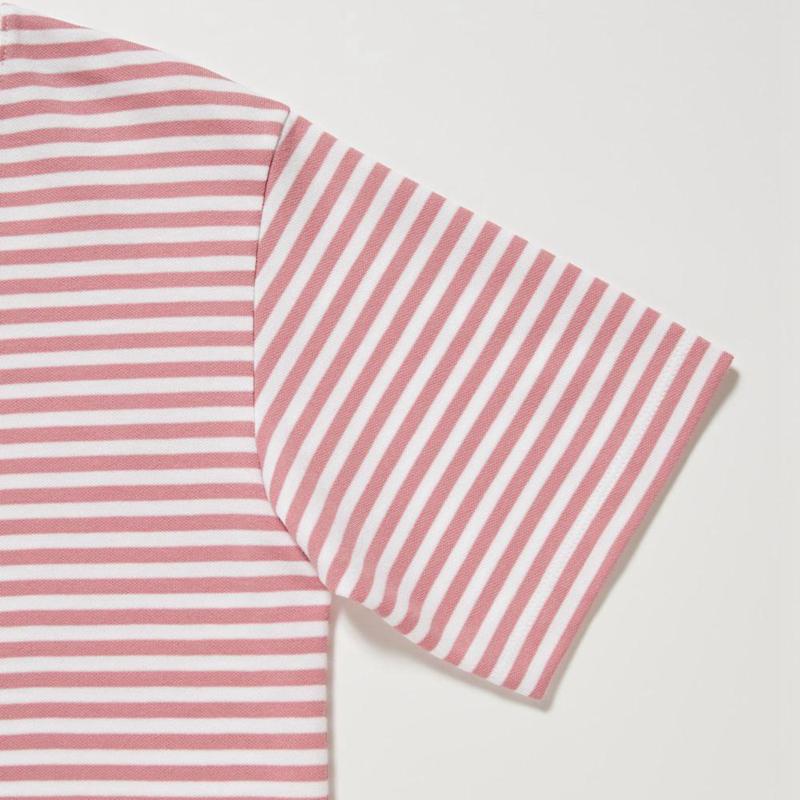 Uniqlo AIRism Cotton Crew Neck (Stripe) Kids' T-Shirt Pink  US |  UVZH-61374