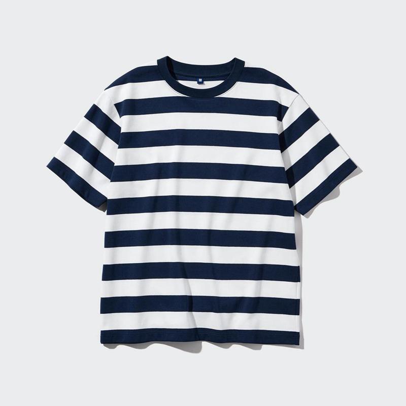 Uniqlo AIRism Cotton Crew Neck (Stripe) Kids' T-Shirt Navy  US |  PFHC-52610