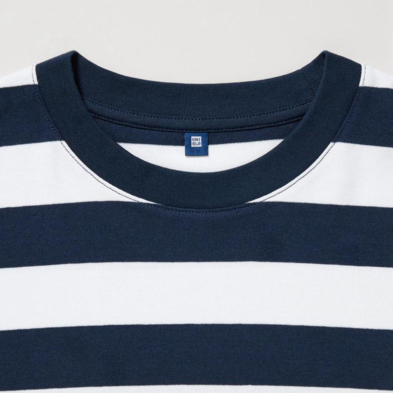 Uniqlo AIRism Cotton Crew Neck (Stripe) Kids' T-Shirt Navy  US |  PFHC-52610