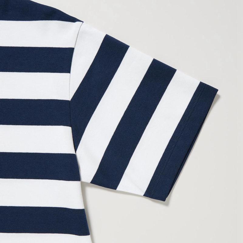 Uniqlo AIRism Cotton Crew Neck (Stripe) Kids' T-Shirt Navy  US |  PFHC-52610