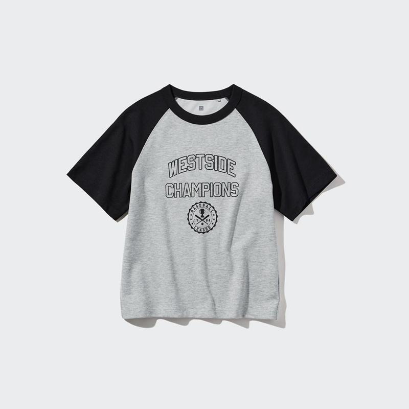 Uniqlo AIRism Cotton Graphic (Raglan) Kids' T-Shirt Grey  US |  LDRW-28530