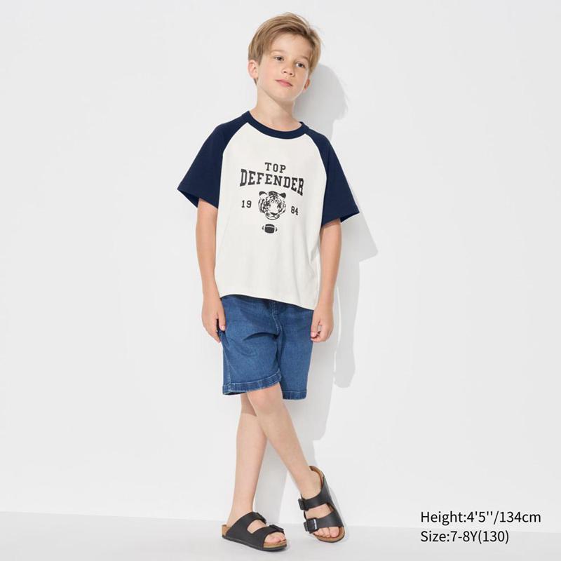 Uniqlo AIRism Cotton Graphic (Raglan) Kids' T-Shirt Off White  US |  QYJU-39248