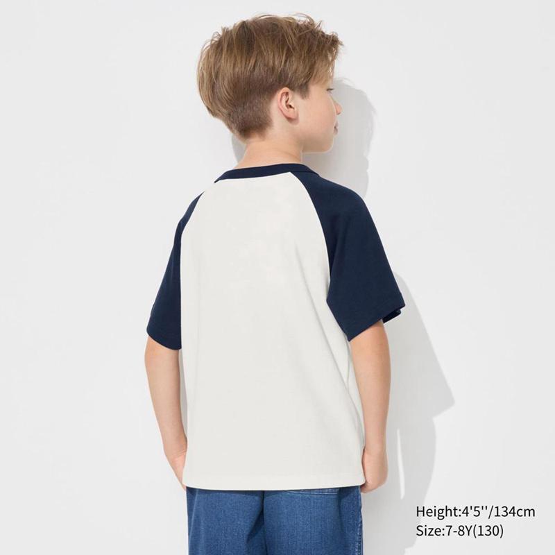 Uniqlo AIRism Cotton Graphic (Raglan) Kids' T-Shirt Off White  US |  QYJU-39248