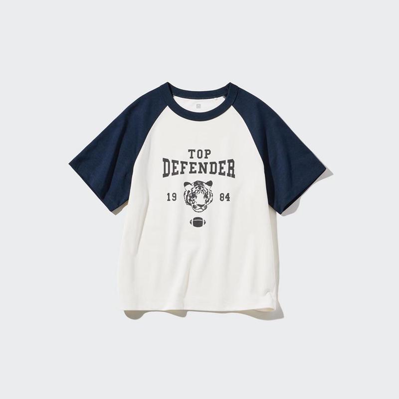 Uniqlo AIRism Cotton Graphic (Raglan) Kids' T-Shirt Off White  US |  QYJU-39248