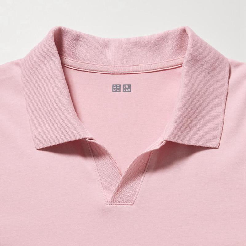 Uniqlo AIRism Cotton Jersey (Skipper Collar) Men Polo Shirt Pink  US |  QGAN-28306