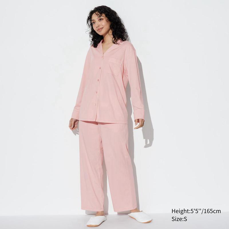 Uniqlo AIRism Cotton (Long Sleeve) Women Pyjamas Pink  US |  DNZE-17408