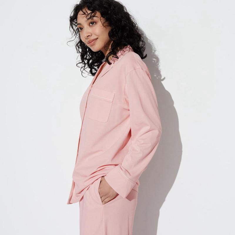 Uniqlo AIRism Cotton (Long Sleeve) Women Pyjamas Pink  US |  DNZE-17408