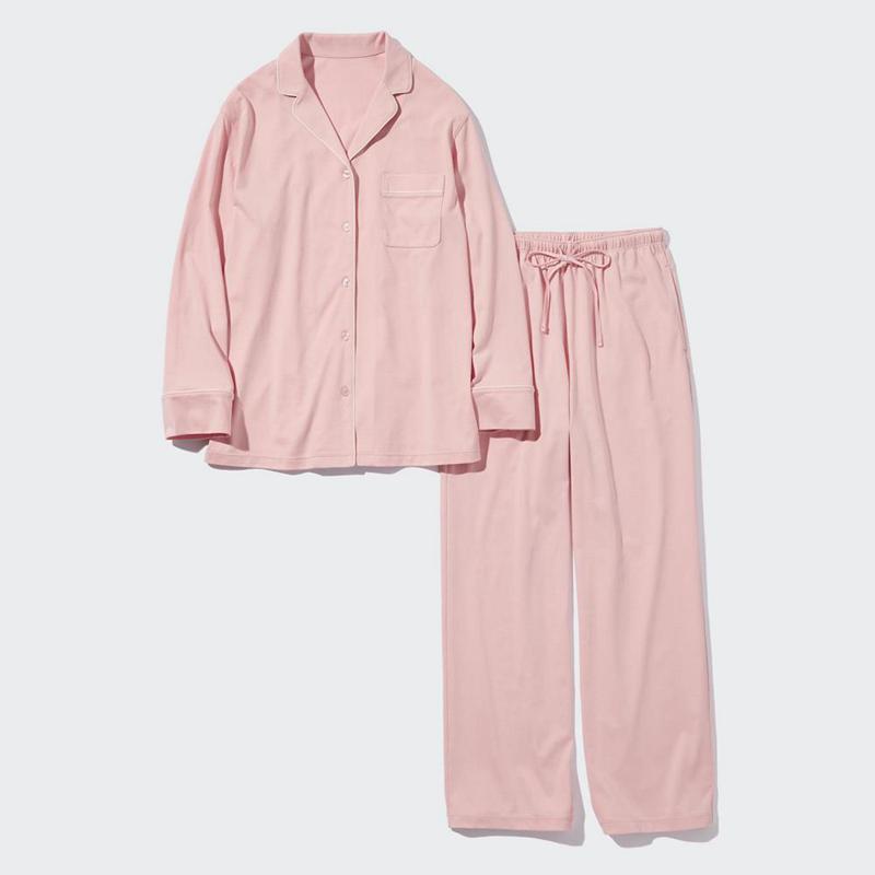 Uniqlo AIRism Cotton (Long Sleeve) Women Pyjamas Pink  US |  DNZE-17408