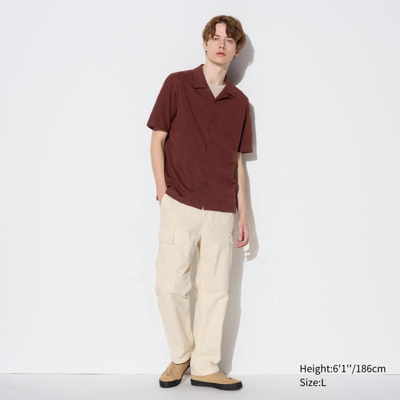 Uniqlo AIRism Cotton (Open Collar) Men Polo Shirt Wine  US |  KQWI-61374