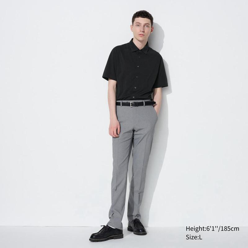 Uniqlo AIRism Cotton (Open Collar) Men Polo Shirt Black  US |  JXPF-58012