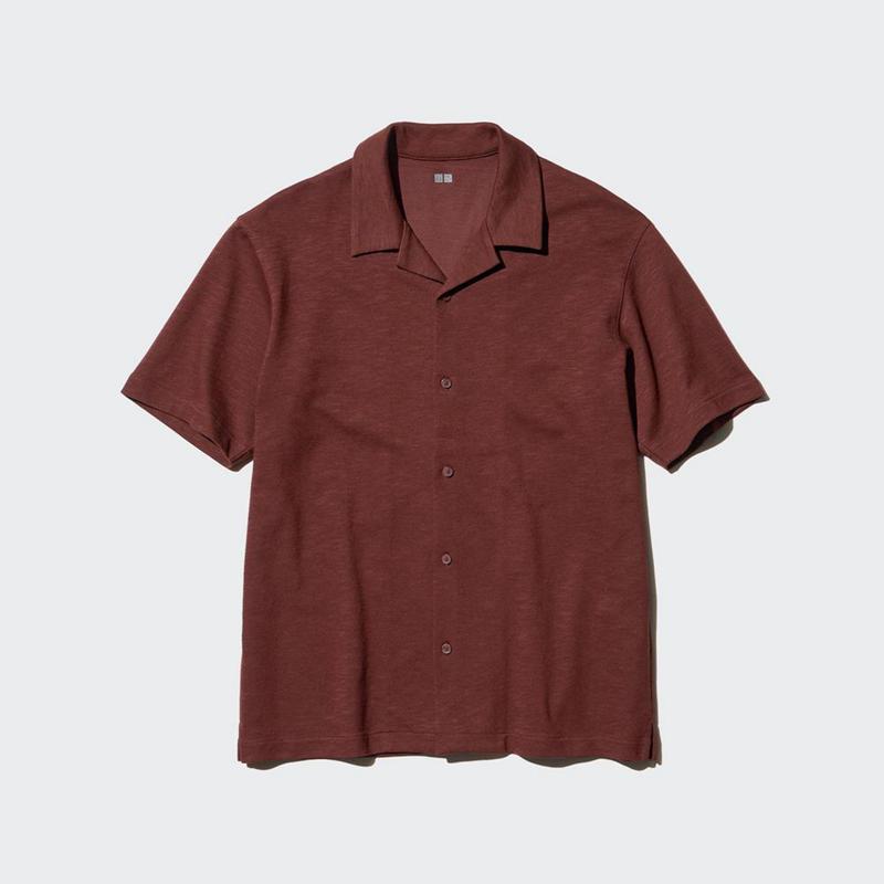 Uniqlo AIRism Cotton (Open Collar) Men Polo Shirts Wine  US |  GFLZ-62579