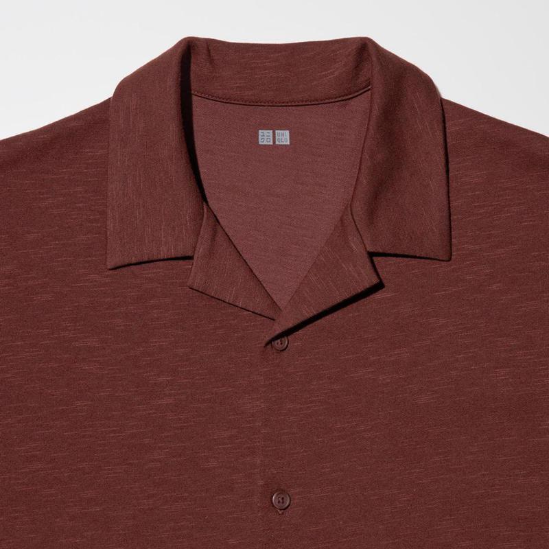 Uniqlo AIRism Cotton (Open Collar) Men Polo Shirts Wine  US |  GFLZ-62579