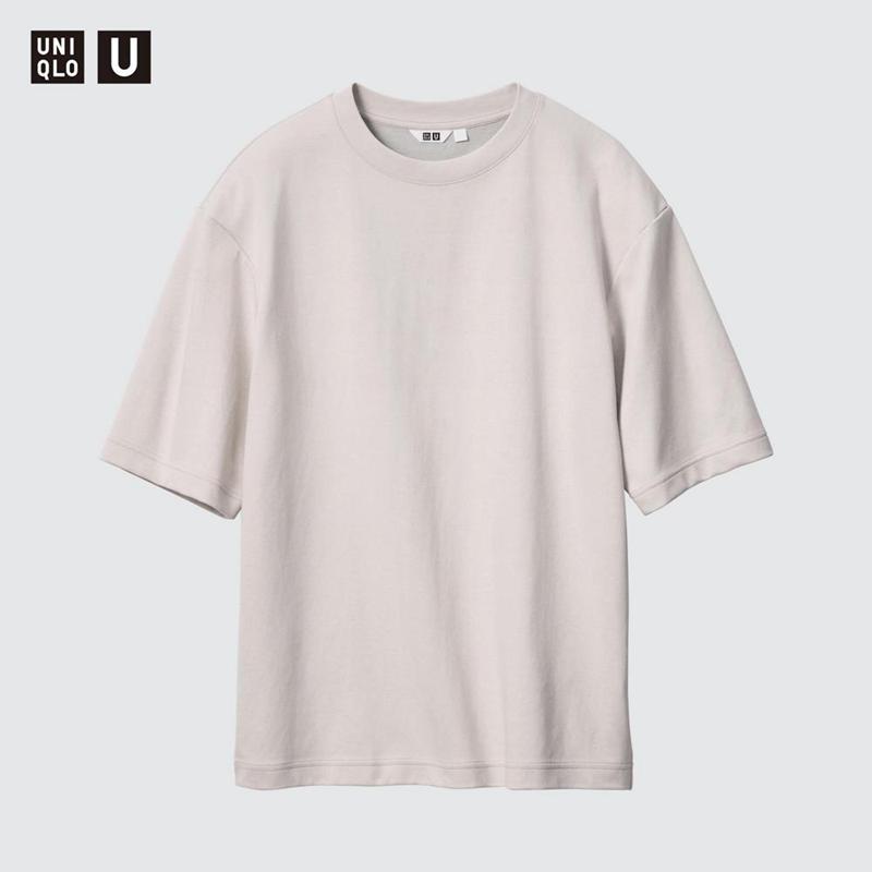 Uniqlo AIRism Cotton Oversized Crew Neck (Half Sleeve) Men T-Shirt Black  US |  VJSI-32895