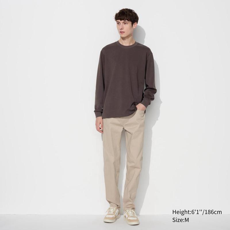 Uniqlo AIRism Cotton Oversized Crew Neck (Long Sleeve) Men T-Shirt White  US |  UQLW-64025