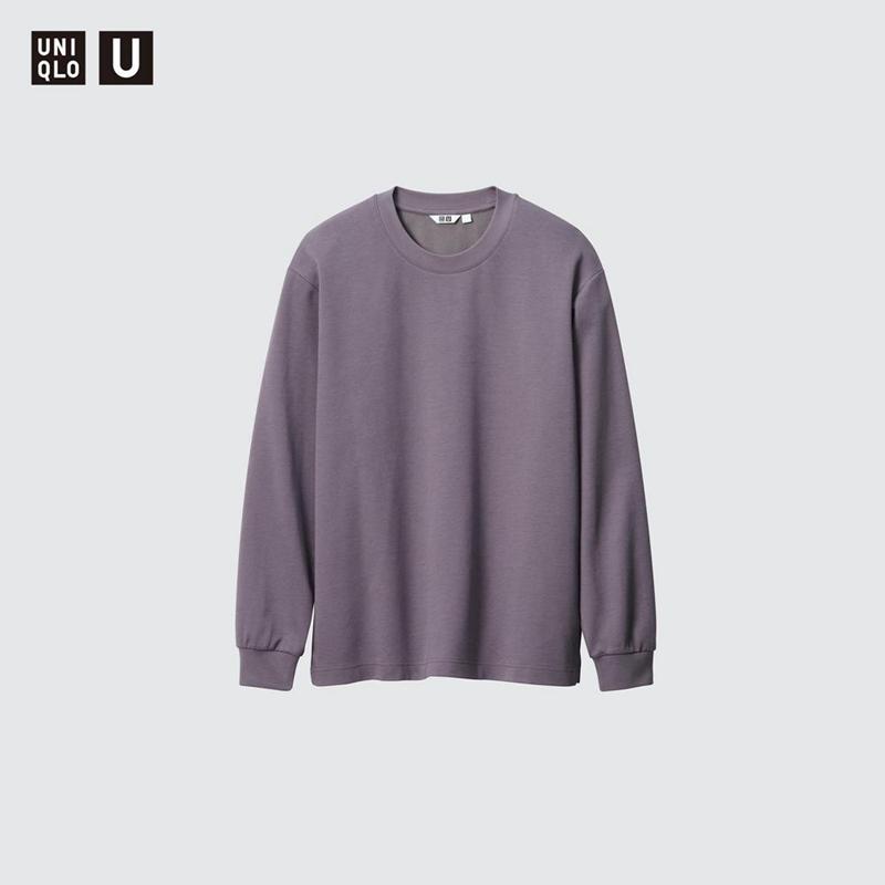 Uniqlo AIRism Cotton Oversized Crew Neck (Long Sleeve) Men T-Shirt Olive  US |  GZLR-24956