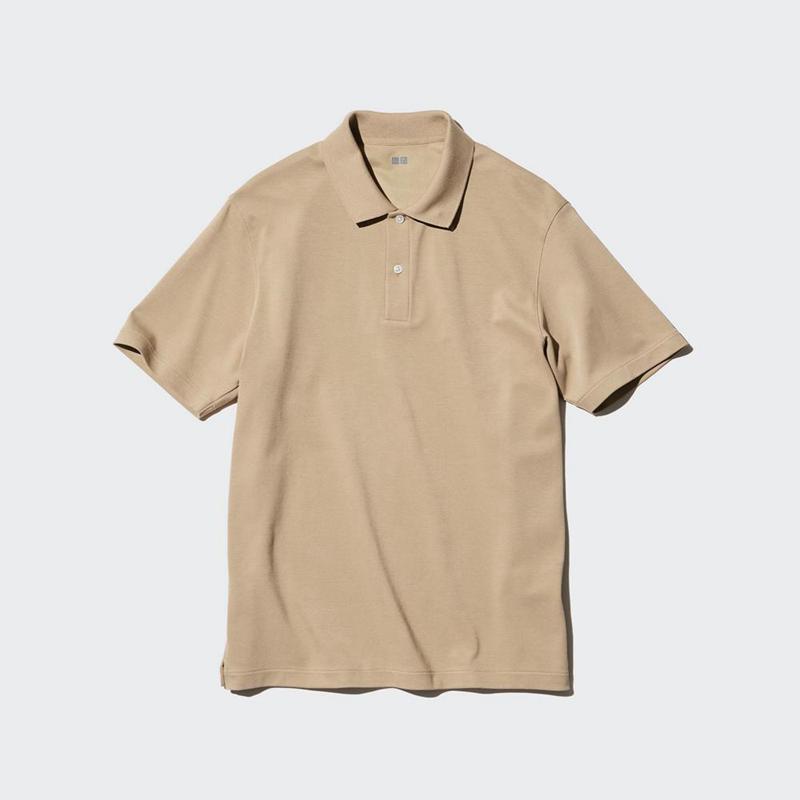 Uniqlo AIRism Cotton Piqué Men Polo Shirt Beige  US |  GECO-14806