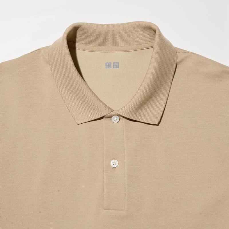 Uniqlo AIRism Cotton Piqué Men Polo Shirt Beige  US |  GECO-14806