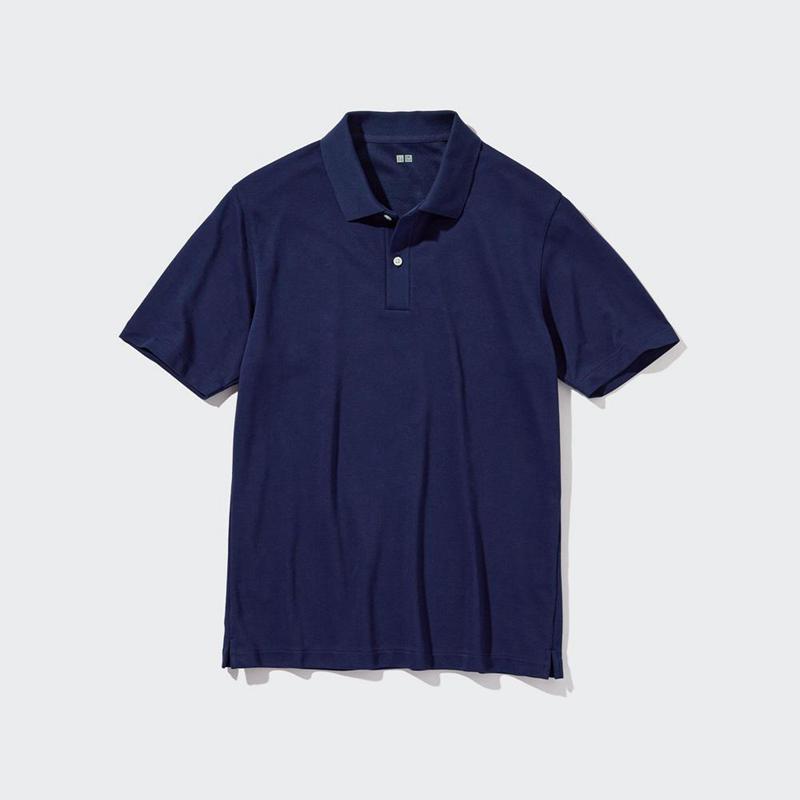 Uniqlo AIRism Cotton Piqué Men Polo Shirt Blue  US |  KMAD-75326