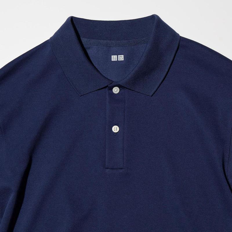 Uniqlo AIRism Cotton Piqué Men Polo Shirt Blue  US |  KMAD-75326