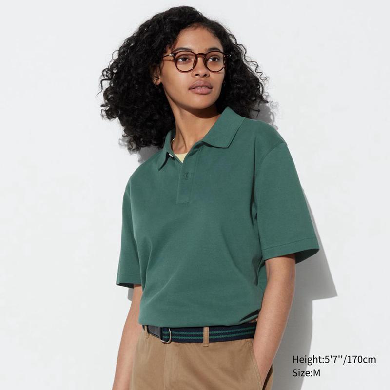 Uniqlo AIRism Cotton Piqué Men Polo Shirt Green  US |  IRQY-46785