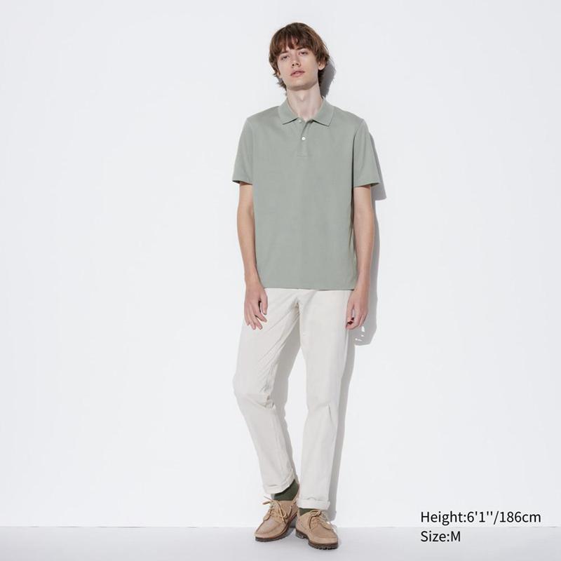 Uniqlo AIRism Cotton Piqué Men Polo Shirt Green  US |  IRQY-46785