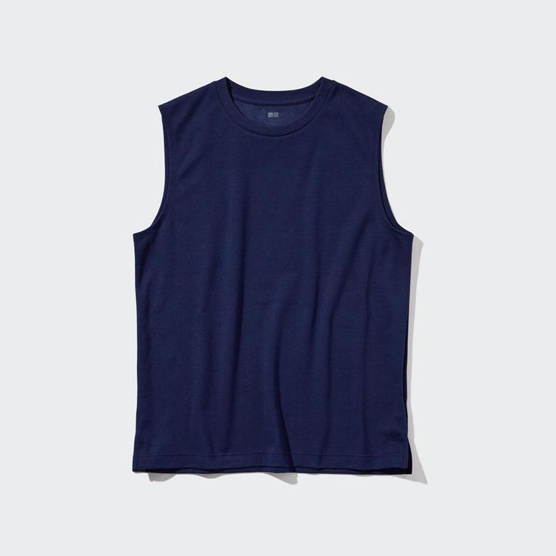 Uniqlo AIRism Cotton Sleeveless Men T-Shirt Navy  US |  USKY-82463