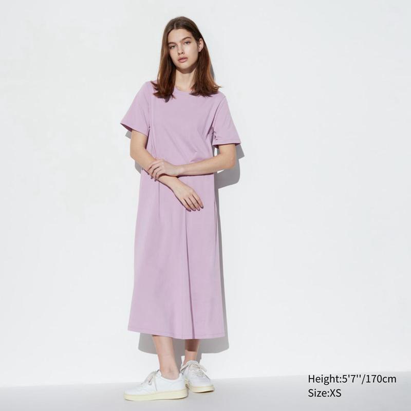 Uniqlo AIRism Cotton Women Dress Purple  US |  AFBS-70284