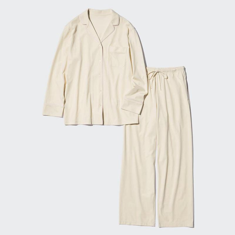 Uniqlo AIRism Cotton Women Pyjamas Beige  US |  MQZX-74508