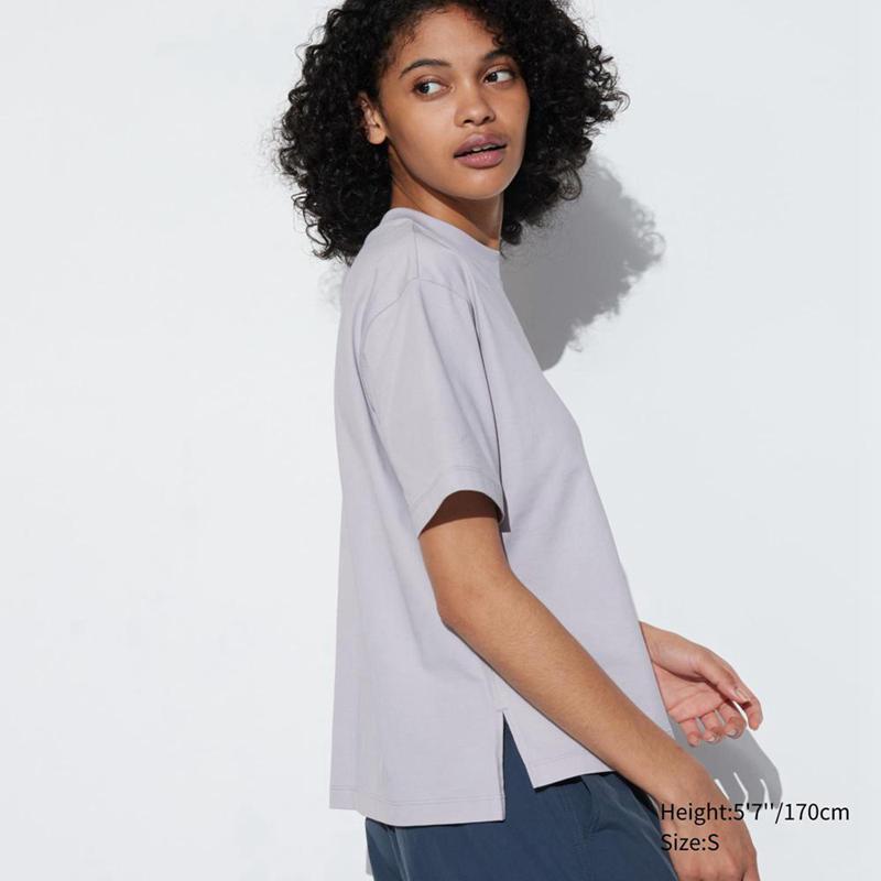 Uniqlo AIRism Cotton Women T-Shirts Grey  US |  PYQN-61493