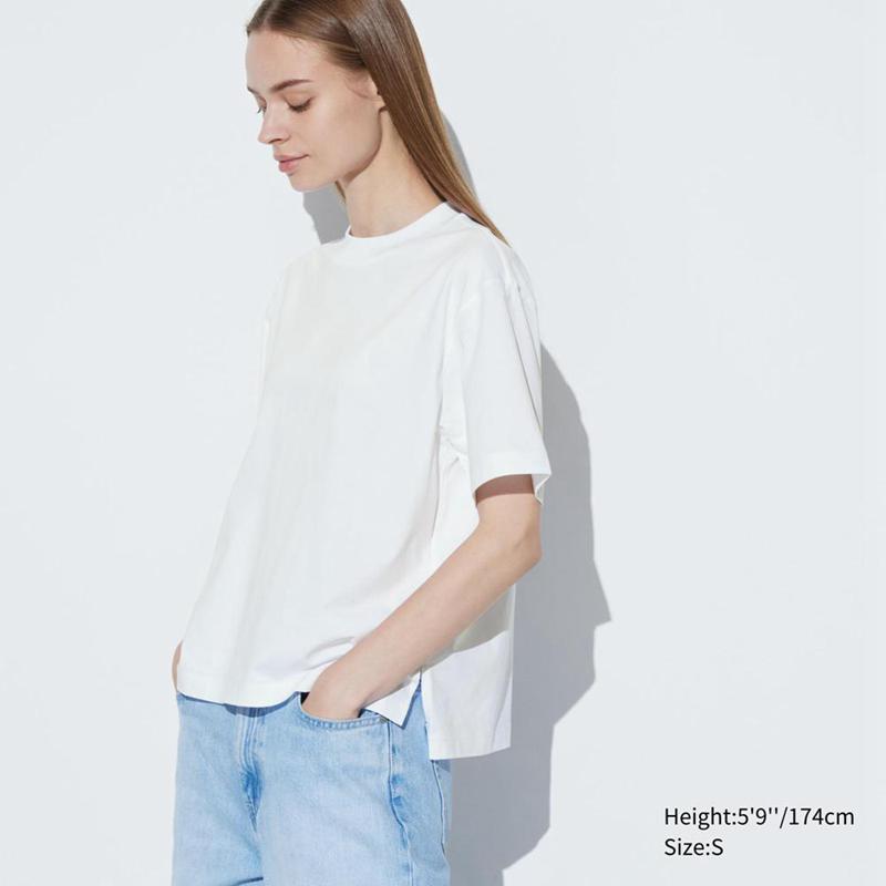 Uniqlo AIRism Cotton Women T-Shirts White  US |  PVJS-98364