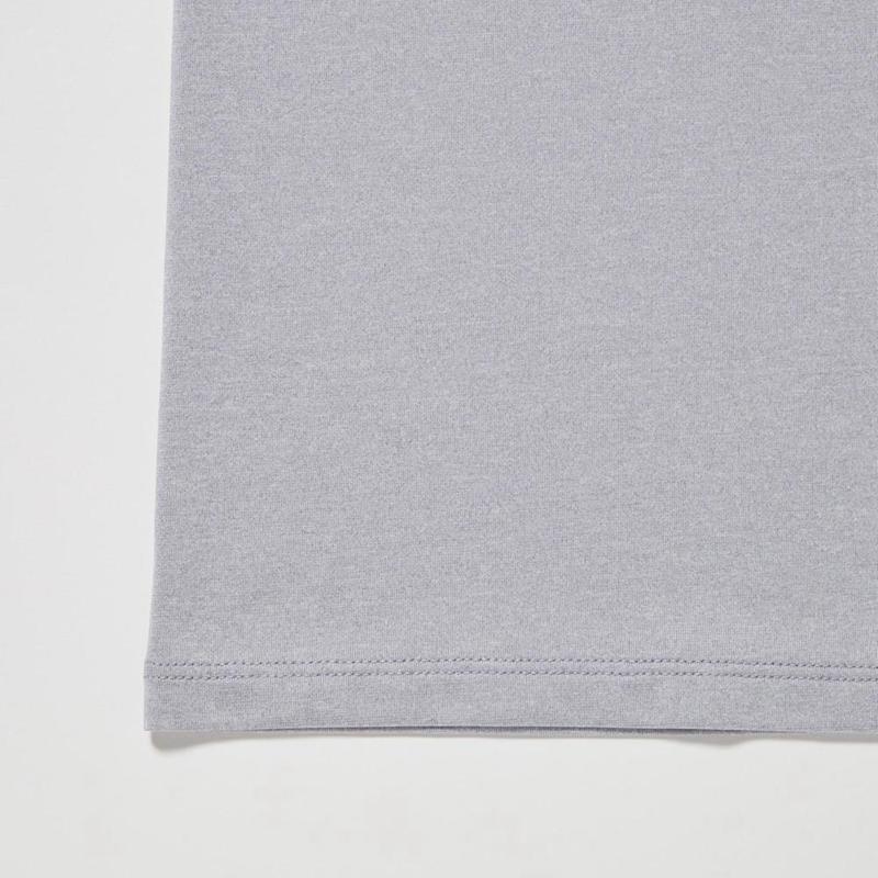 Uniqlo AIRism Crew Neck (Heather) Men T-Shirt Light Grey  US |  SMFE-31485