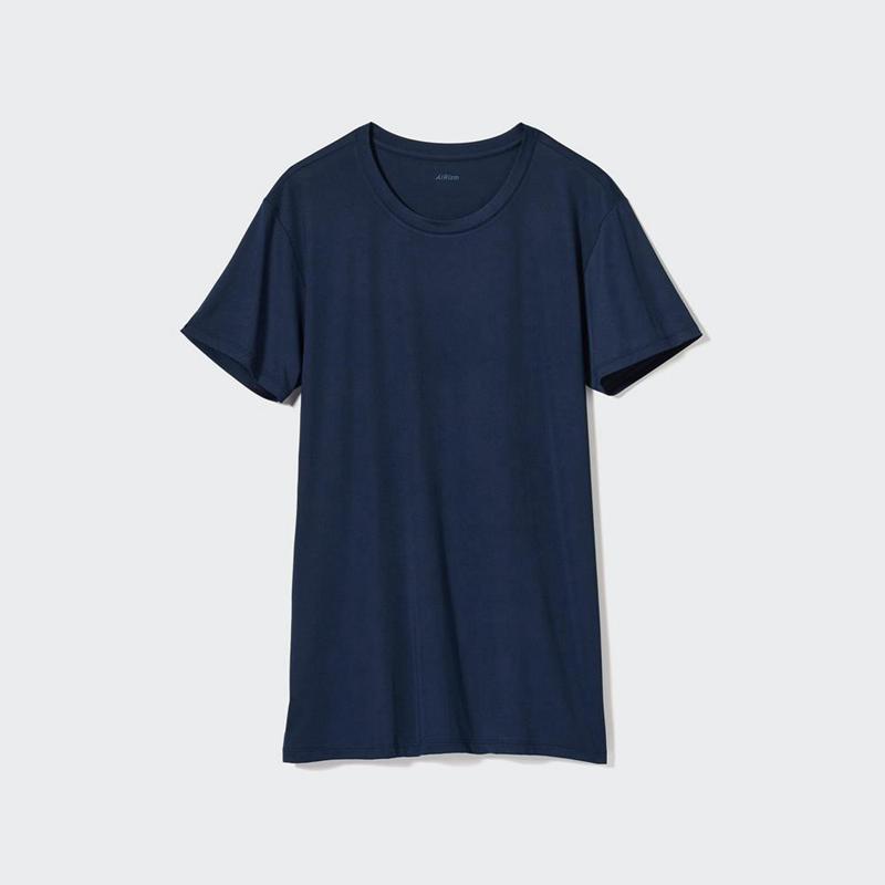 Uniqlo AIRism Crew Neck Men T-Shirt Navy  US |  AKOF-08217