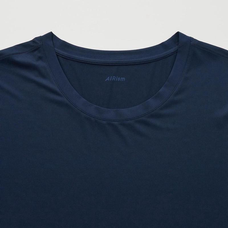 Uniqlo AIRism Crew Neck Men T-Shirt Navy  US |  AKOF-08217