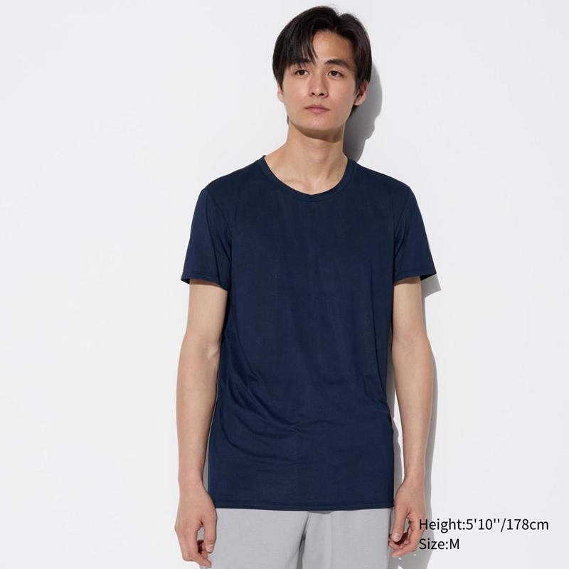 Uniqlo AIRism Crew Neck Men T-Shirt Navy  US |  AKOF-08217