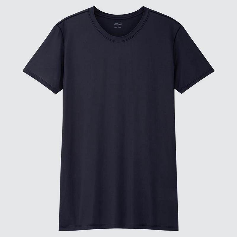 Uniqlo AIRism Crew Neck Men T-Shirt Navy  US |  UETM-82531