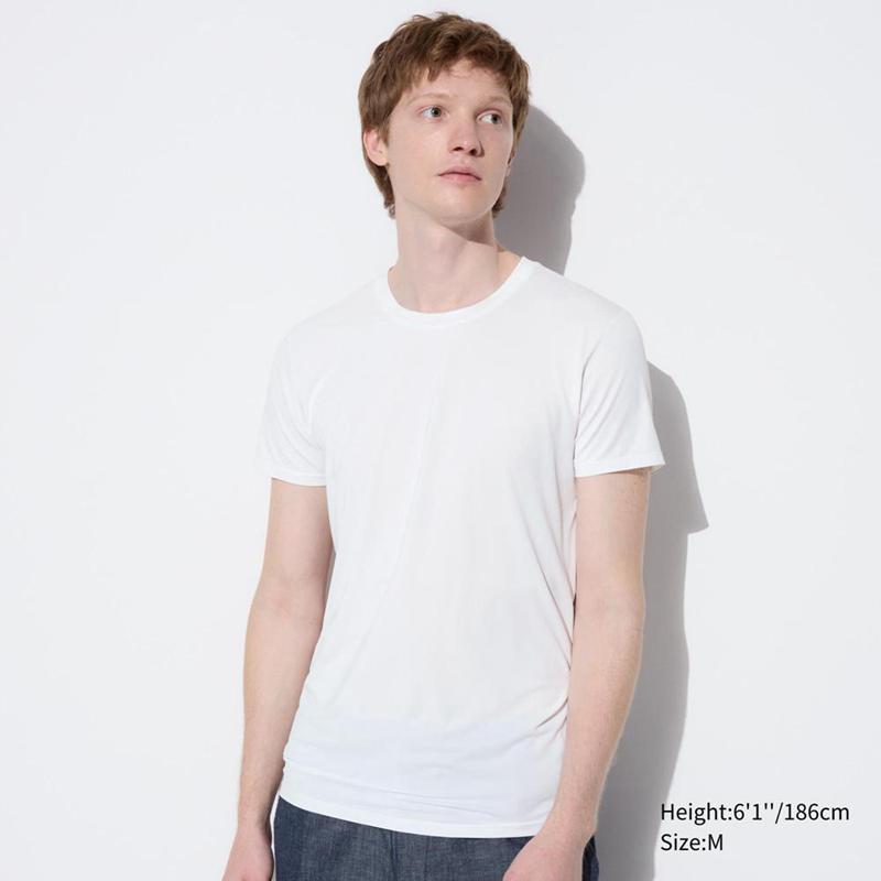 Uniqlo AIRism Crew Neck Men T-Shirt White  US |  KSCG-80427