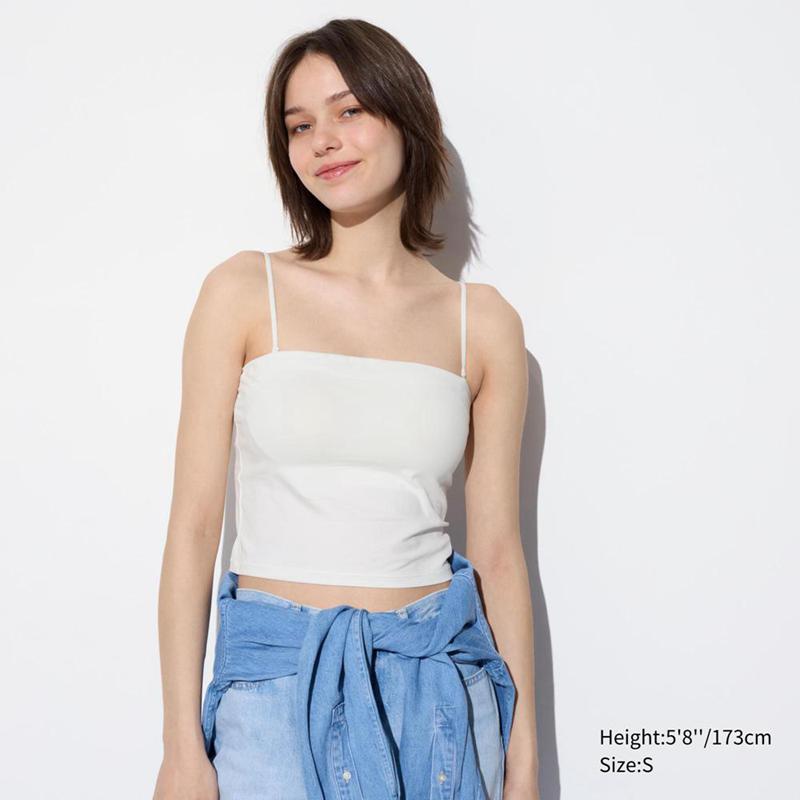 Uniqlo AIRism Cropped Tube Women Tank Tops White  US |  FXOD-54891