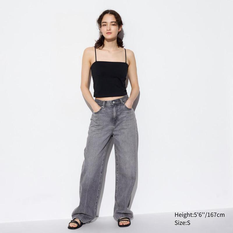 Uniqlo AIRism Cropped Tube Women Tank Tops Dark Grey  US |  MJCK-62750