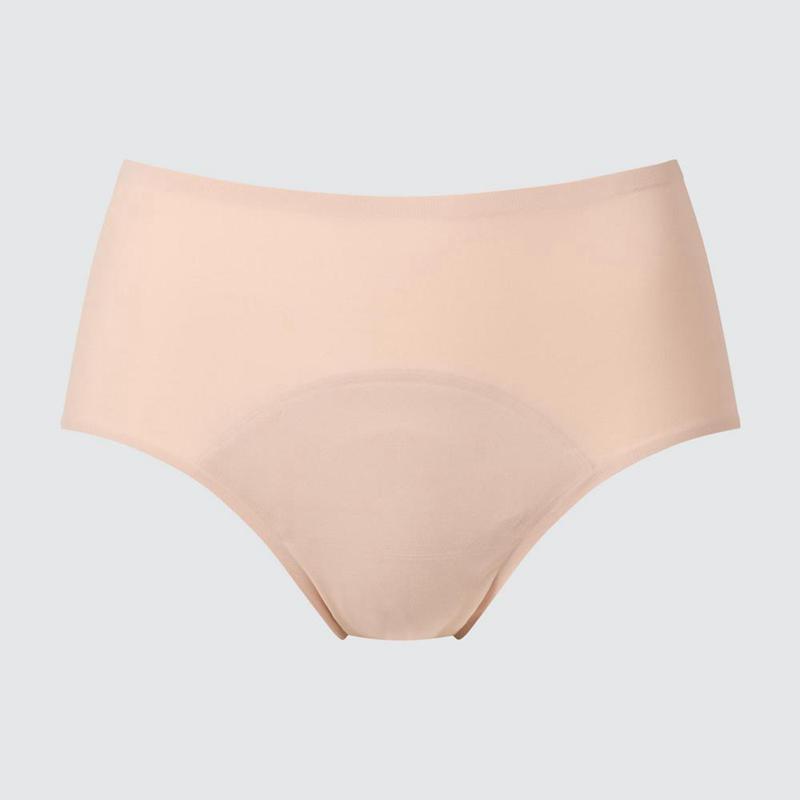 Uniqlo AIRism High Rise Period Pants Women Briefs Beige  US |  QULW-50873