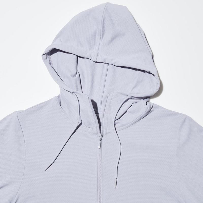 Uniqlo AIRism Mesh UV Protection Full-Zip Women Hoodies White  US |  NCUE-85126