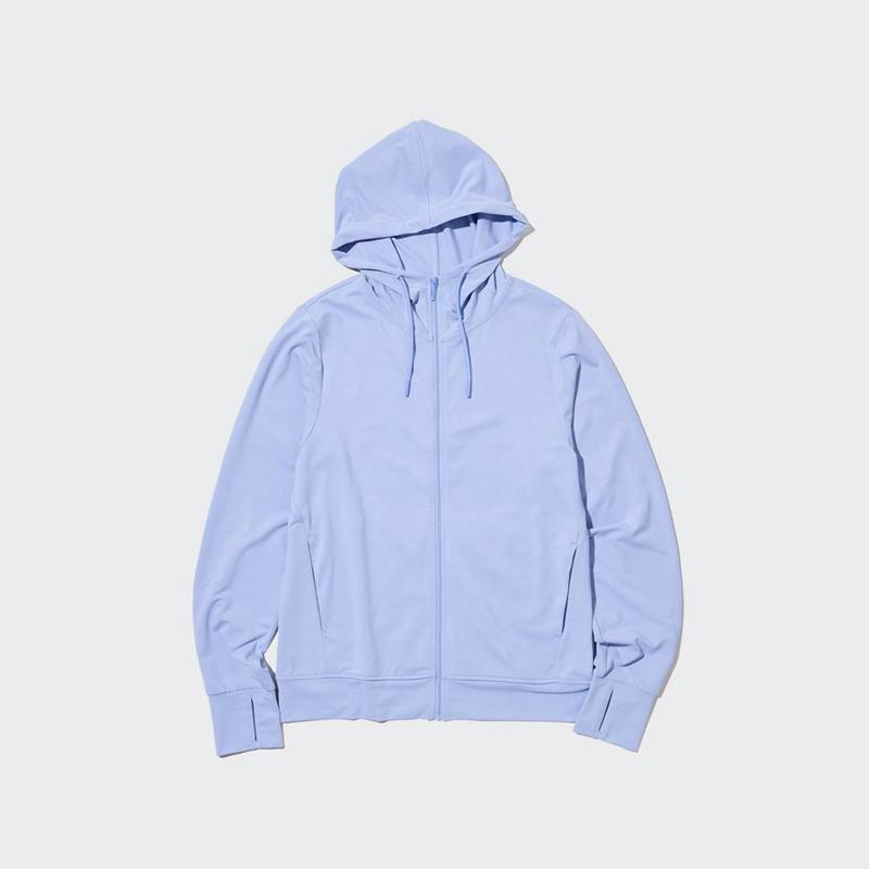 Uniqlo AIRism Mesh UV Protection Full-Zip Women Hoodies Blue  US |  MWQR-20795