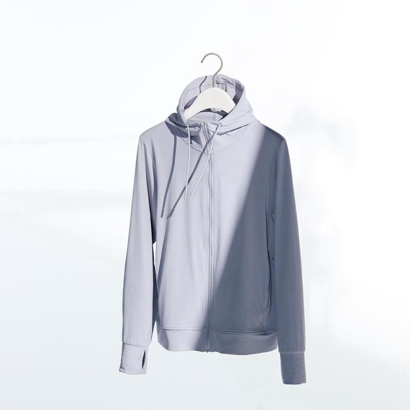 Uniqlo AIRism Mesh UV Protection Full-Zip Women Hoodies Grey  US |  FLAD-03856