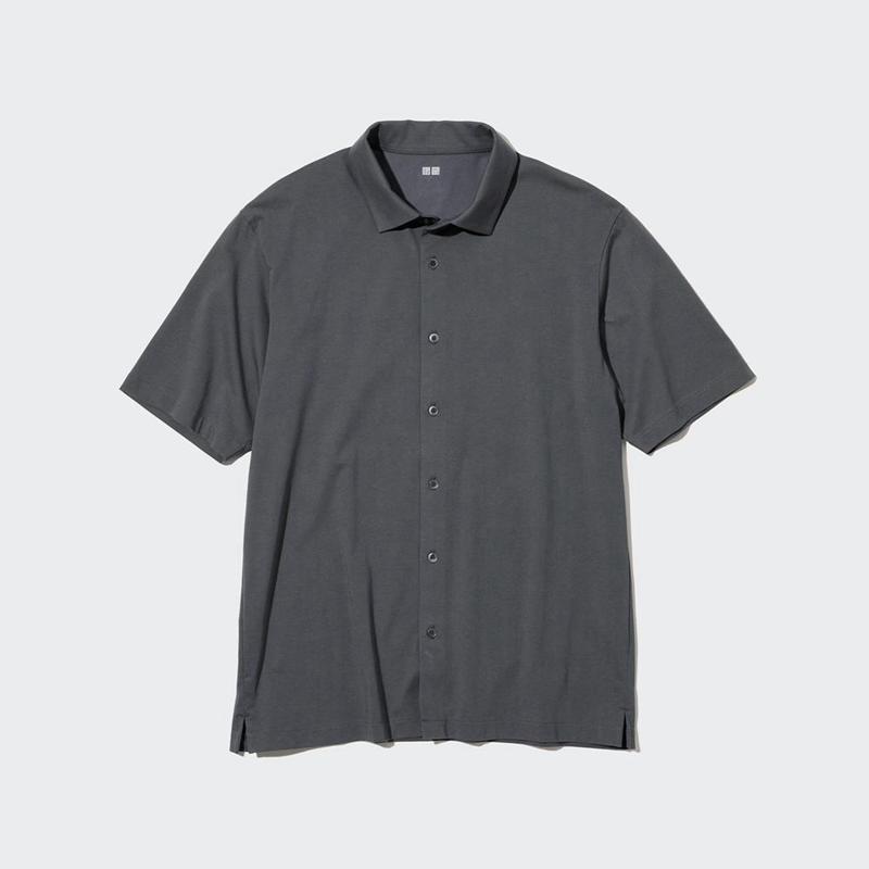 Uniqlo AIRism (Open Collar) Men Polo Shirt Grey  US |  PYZS-39106