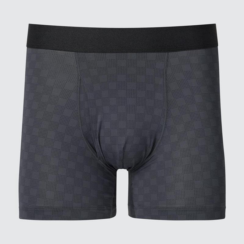 Uniqlo AIRism Printed Boxer Men Briefs Dark Grey  US |  LUWJ-42978