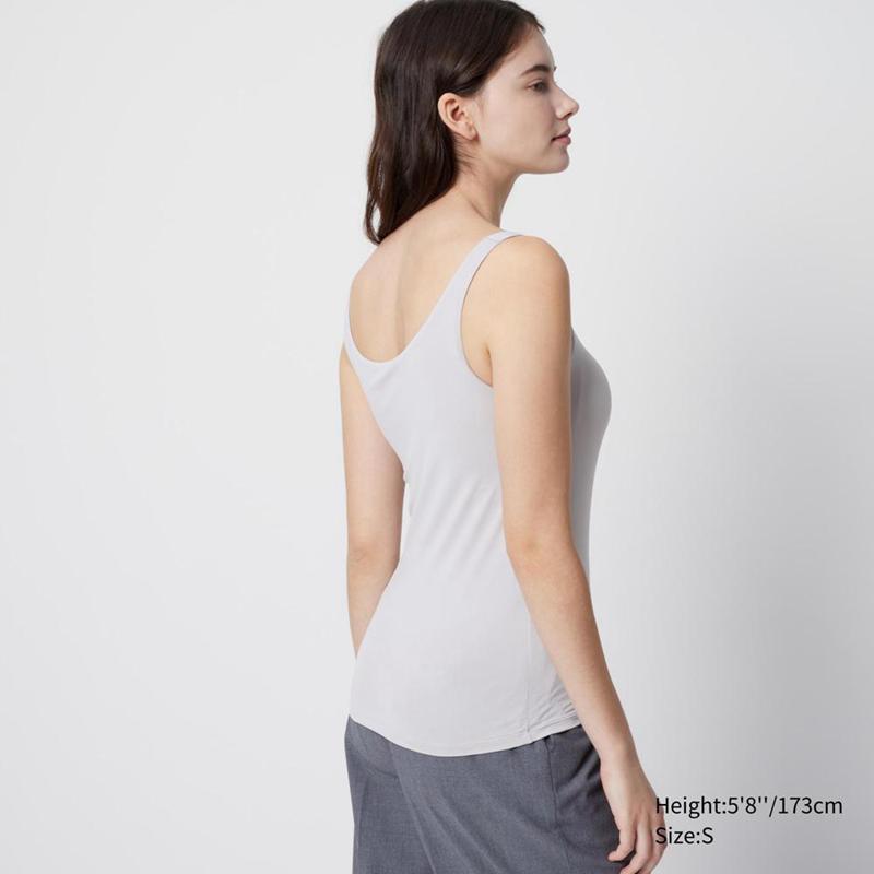 Uniqlo AIRism Sleeveless Women Tank Tops Light Grey  US |  FAIE-67495