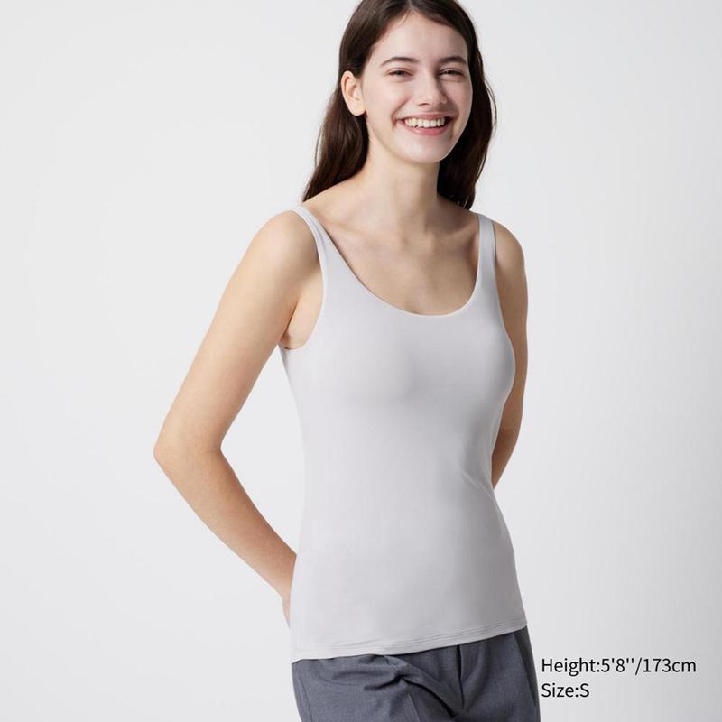 Uniqlo AIRism Sleeveless Women Tank Tops Light Grey  US |  FAIE-67495